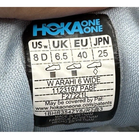 Hoka One One Arahi 6 Gray Blue Womens Size 8 D WIDE - Picture 13 of 13